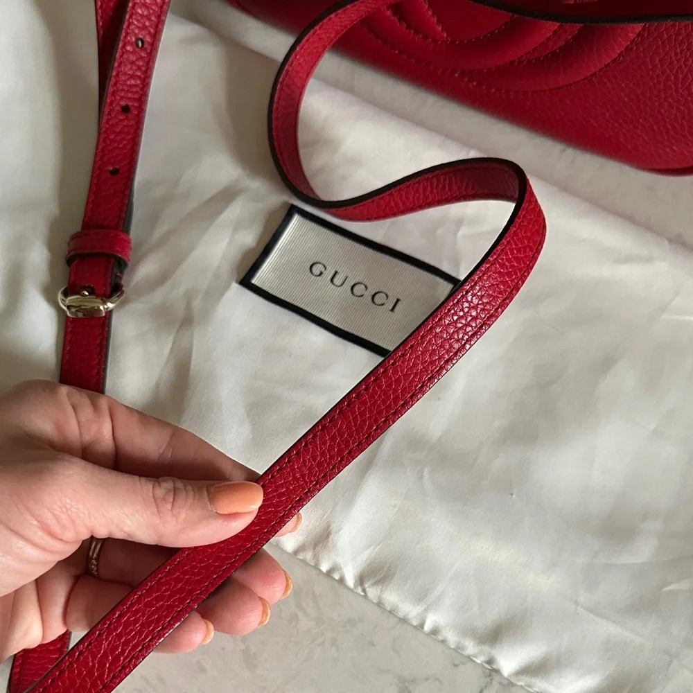Gucci Calfskin Red Small Soho Disco Pebbled Leather Crossbody - Picture 13 of 13